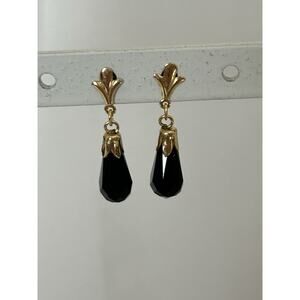 Lovely Gold To Faceted Teardrop Dangle Post Bead Earrings
